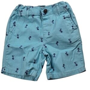Boys Light Blue Palm Tree Sailboat Embroidered Summer Chino Shorts